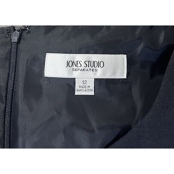 Jones Studio Separates Deep Blue Classic Sleeveless Dress 12 Sheath V-neck NWT - Picture 10 of 11